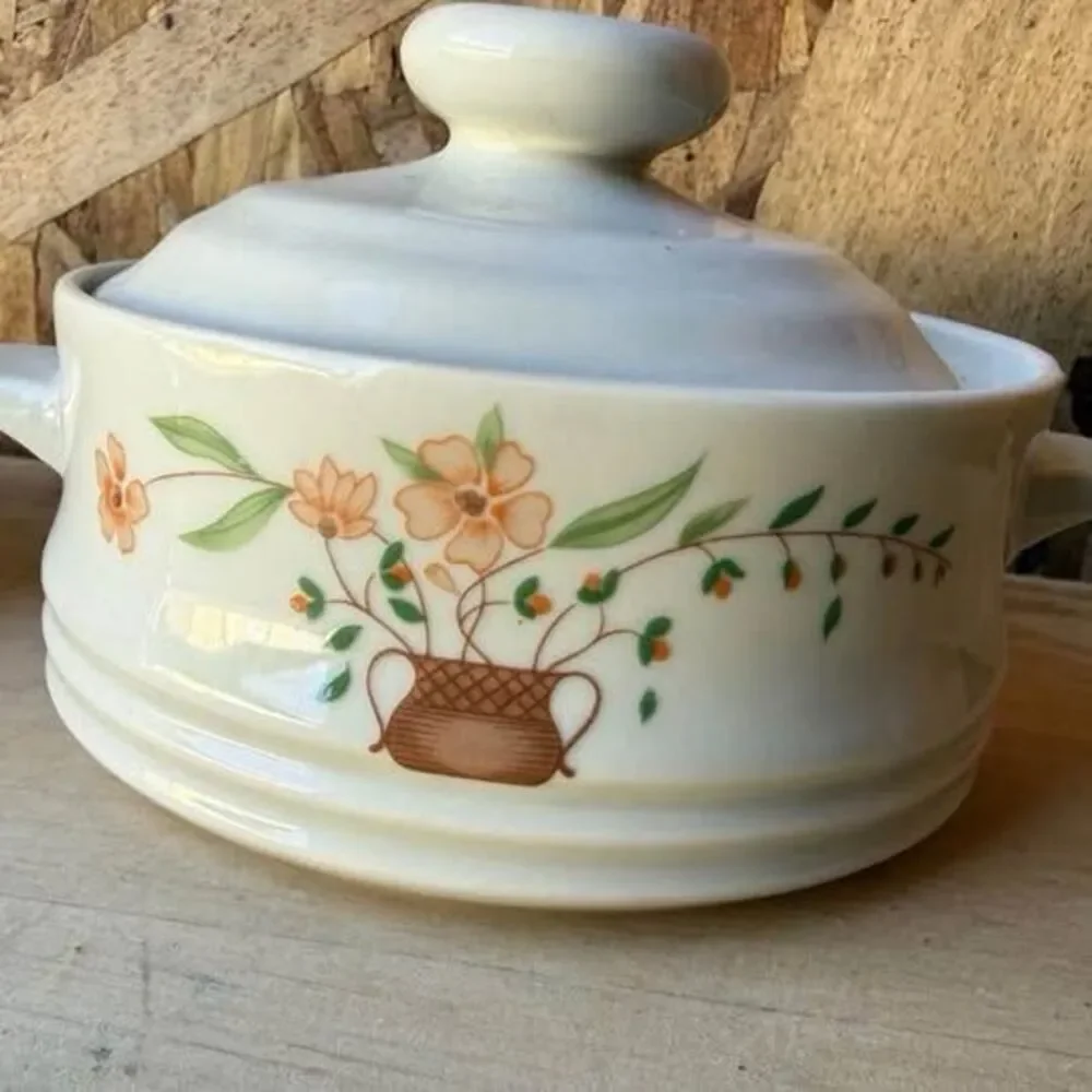 Pair Of  Covered Casserole Dishes from the JMP Countryside Stoneware Collection